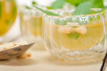 Image showing Arab traditional mint and pine nuts tea