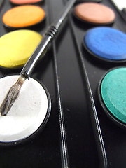 Image showing watercolors and brush