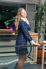 Image showing beautiful young woman with a shopping bags in the mall