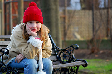 Image showing Girl on bench