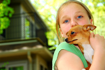 Image showing Girl with a dog