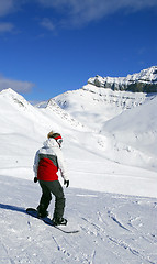 Image showing Mountains snowboarding