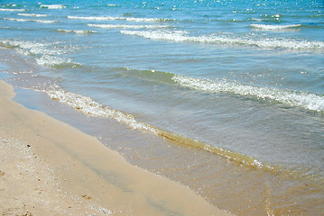 Image showing Beach wave sand