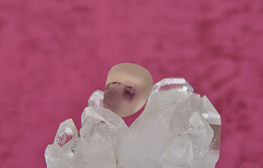 Image showing Fluorite on rock crystal