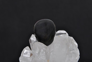 Image showing Obsidian on rock crystal