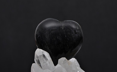 Image showing Obsidian on rock crystal