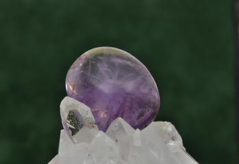 Image showing Amethyst on rock crystal