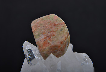 Image showing Unakite on rock crystal