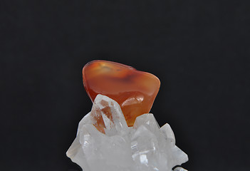 Image showing Carnelian on rock crystal