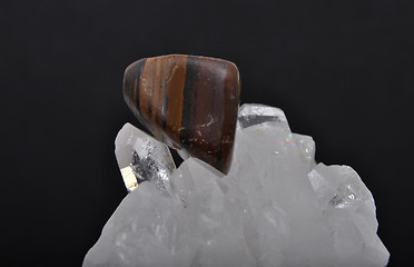 Image showing Tiger iron on rock crystal