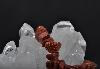 Image showing Goldstone on rock crystal