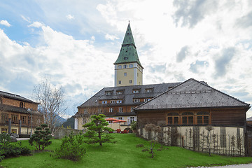 Image showing Facade of luxury hotel Elmau royal palace G7 summit 2015