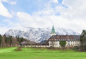 Image showing Hotel Schloss Elmau in Bavarian Alpine valley G7 summit 2015