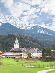 Image showing Hotel Schloss Elmau palace vertical landscape