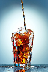 Image showing Cola pouring in a glass