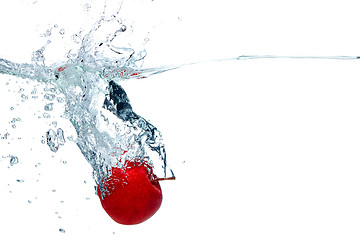 Image showing Apple falls deeply under water 