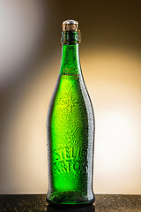 Image showing Dnepropetrovsk, Ukraine - January 3 2015: Stella Artois, prominent brand of Anheuser-Busch InBev, is a pilsner brewed in Leuven, Belgium, since 1926