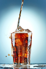 Image showing Cola pouring in a glass