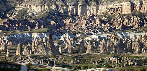 Image showing Panoramic view of Cappadocia valley at evening