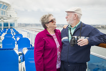 Image showing Senior Couple Enjoying The Deck of a Cruise Ship