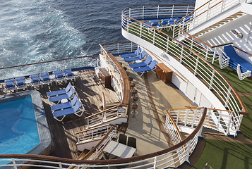 Image showing Abstract of Cruise Ship Deck, Pool and Chairs