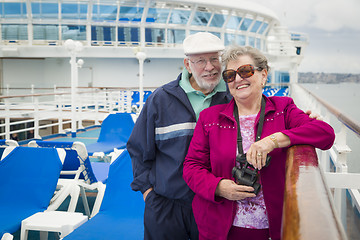 Image showing Senior Couple Enjoying The Deck of a Cruise Ship