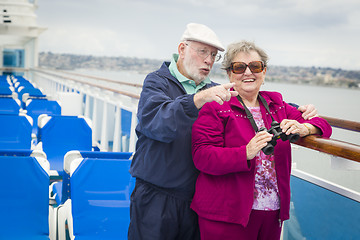 Image showing Senior Couple Enjoying The Deck of a Cruise Ship