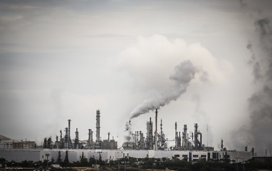 Image showing Industrial Plant with Smoke Stacks