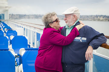 Image showing Senior Couple Enjoying The Deck of a Cruise Ship