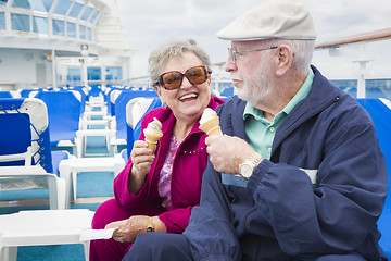 Image showing Senior Couple Enjoying Ice Cream On Deck Of Cruise Ship