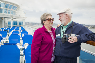 Image showing Senior Couple Enjoying The Deck of a Cruise Ship