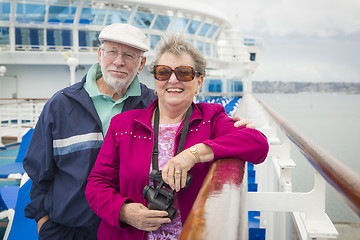 Image showing Senior Couple Enjoying The Deck of a Cruise Ship