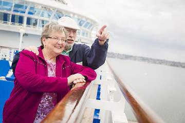 Image showing Senior Couple Enjoying The Deck of a Cruise Ship