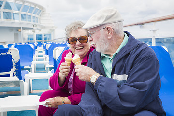 Image showing Senior Couple Enjoying Ice Cream On Deck Of Cruise Ship