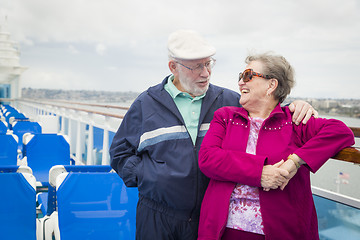 Image showing Senior Couple Enjoying The Deck of a Cruise Ship