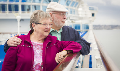 Image showing Senior Couple Enjoying The Deck of a Cruise Ship