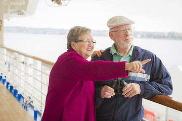 Image showing Senior Couple Enjoying The Deck of a Cruise Ship