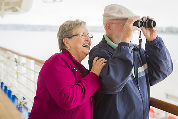 Image showing Senior Couple Enjoying The Deck of a Cruise Ship