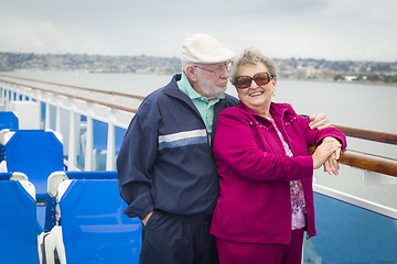 Image showing Senior Couple Enjoying The Deck of a Cruise Ship