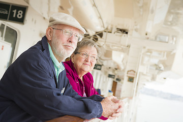 Image showing Senior Couple Enjoying The Deck of a Cruise Ship