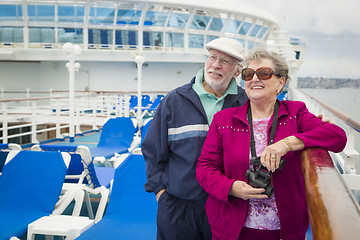 Image showing Senior Couple Enjoying The Deck of a Cruise Ship