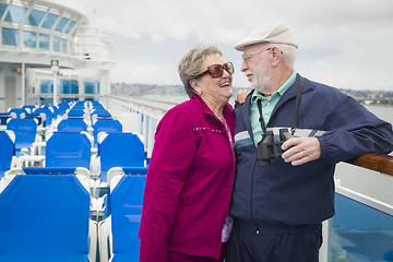 Image showing Senior Couple Enjoying The Deck of a Cruise Ship