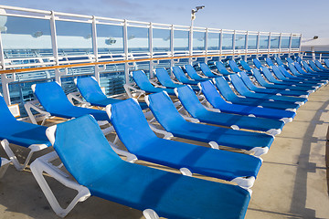 Image showing Abstract of Passenger Cruise Ship Deck and Chairs