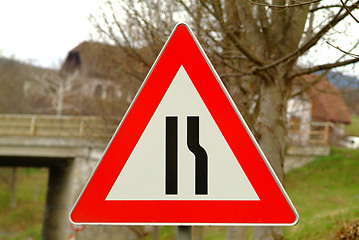 Image showing traffic sign road constrictio