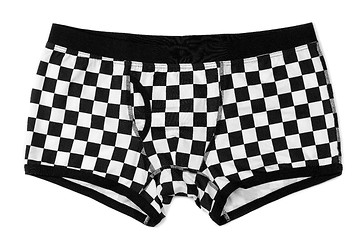 Image showing Men\'s boxer shorts in black and white checkered.