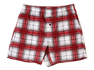 Image showing Men\'s boxer shorts in red and gray plaid.