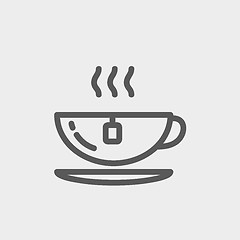 Image showing Hot tea in a cup thin line icon