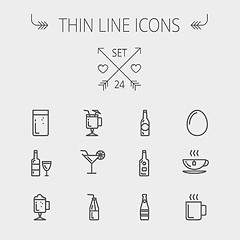 Image showing Food and drink thin line icon set