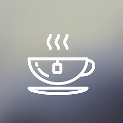 Image showing Hot tea in a cup thin line icon