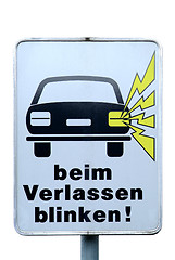 Image showing traffic sign beim Verlassen blinken